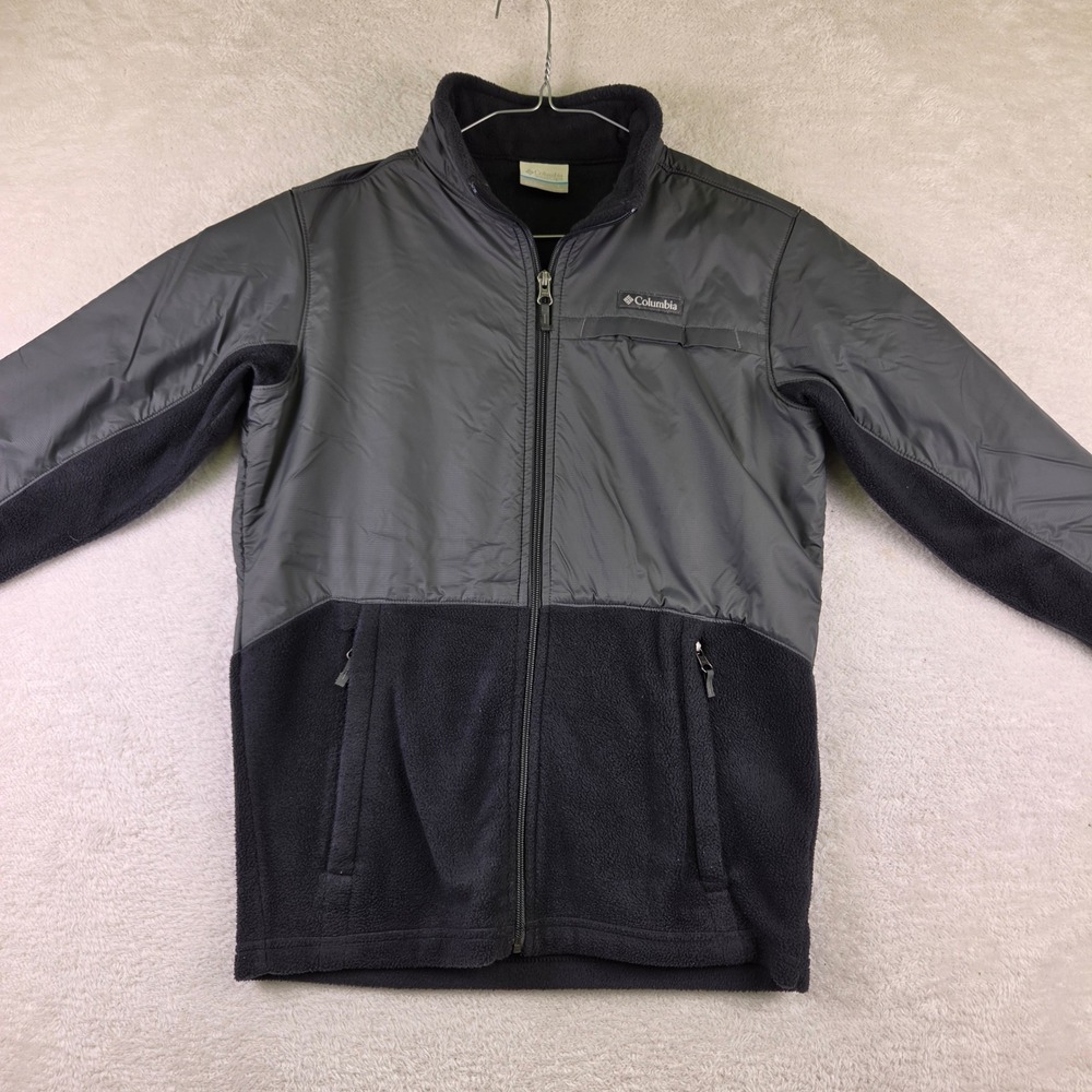Columbia Mens Full Zip Fleece Ripstop Hybrid Jacket Gray Black Large